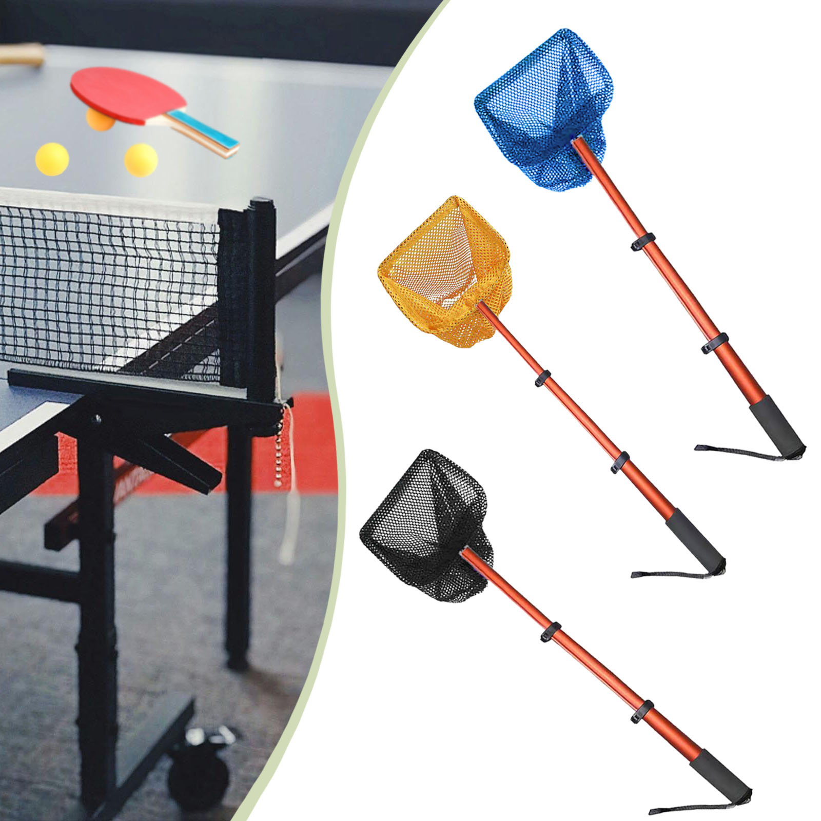 Table Tennis Online - 손잡이가 있는 1개입 탁구공 수거망, 핑퐁볼